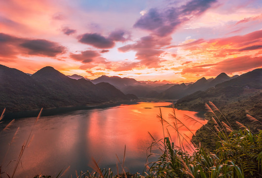 广东南水湿地公园晚霞