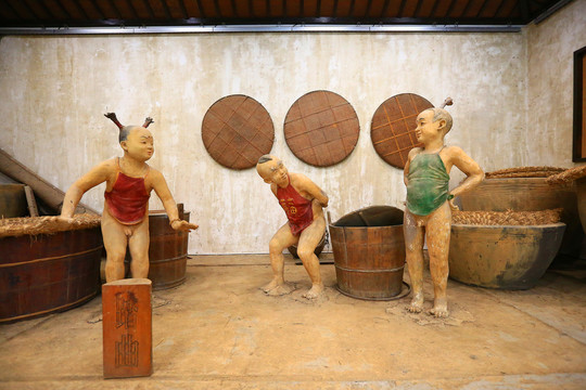 古代酿酒场景雕塑