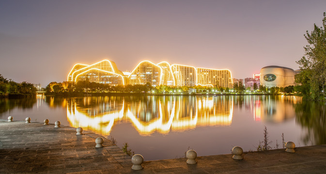 杭州白马湖夜景全景