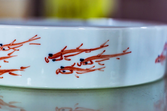 画着鱼的陶瓷烟缸