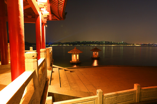 杭州西湖御码头夜景