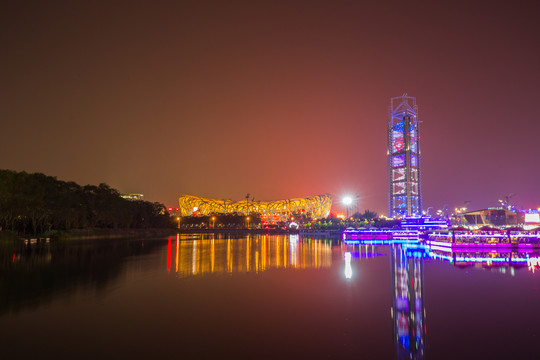 北京奥林匹克公园夜景