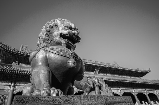 老北京故宫铜狮子