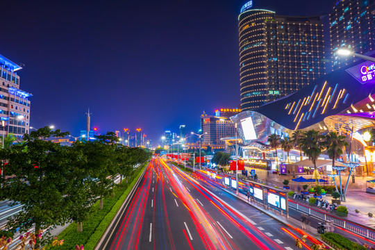 广西第一路南宁民族大道夜景