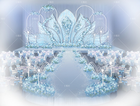 浅蓝色婚礼主舞台设计