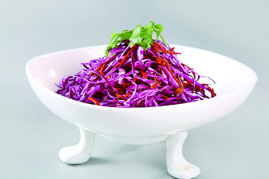 紫白菜拌虫草花