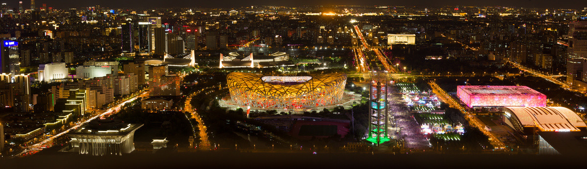 北京奥林匹克公园夜景全景图片