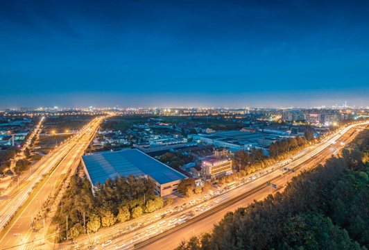 上海城郊城市夜景