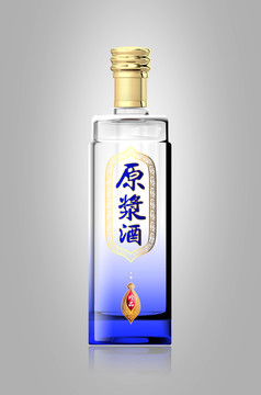 蓝色渐变酒瓶设计