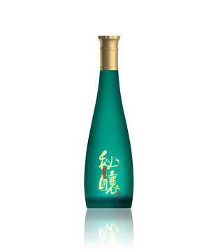 蓝绿色蒙砂酒瓶