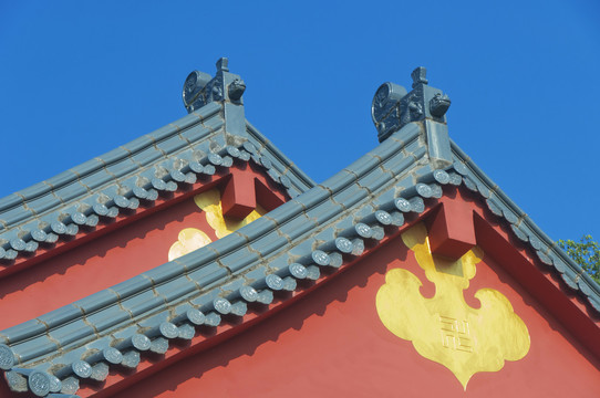 中式建筑屋顶特写素材