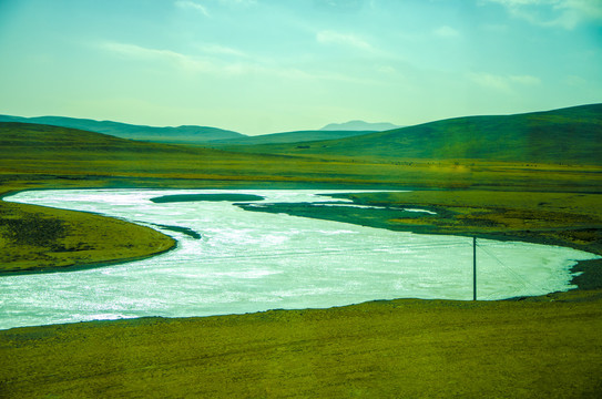 藏北青藏高原牧场河流