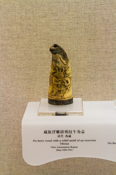 上海博物馆藏族浮雕辟邪纹牛角壶