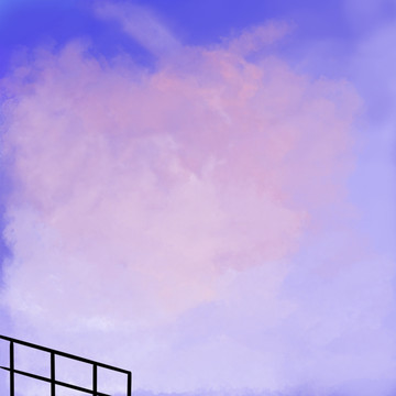卡通天台上粉色天空背景