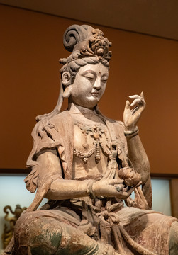 国家博物馆彩绘木雕观音菩萨坐像
