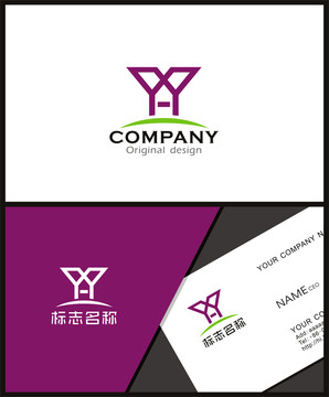 WA字母logo设计Ylogo