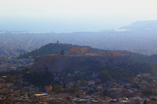 雅典狼山利卡维托斯山俯瞰卫城