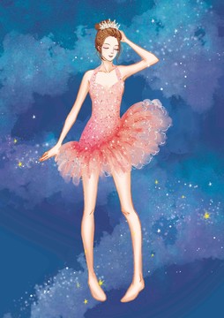 原创时尚美女插画芭蕾女孩
