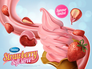 美味草莓冰淇淋广告