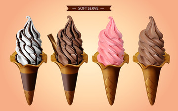各式冰淇淋口味素材