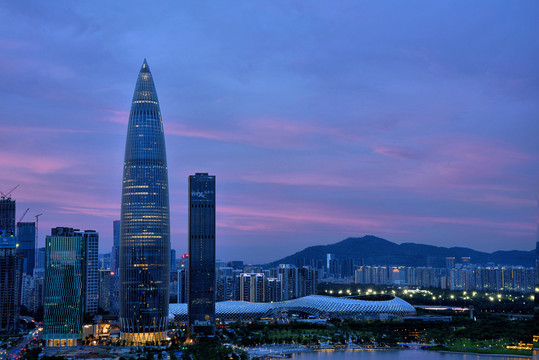 深圳湾人才公园城市风光夜景