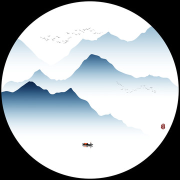 意境水墨山水画