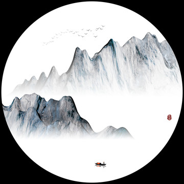 抽象意境水墨画山水画