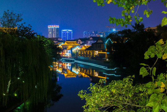 航拍淮安清江浦大运河文化带夜景