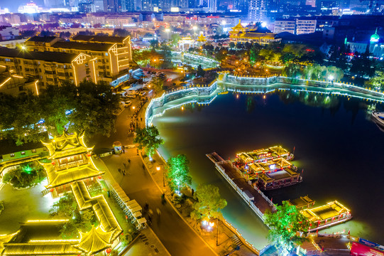 航拍淮安清江浦大运河文化带夜景