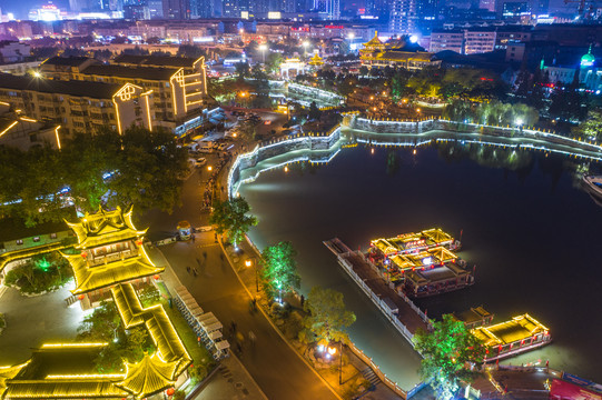 航拍淮安清江浦大运河文化带夜景