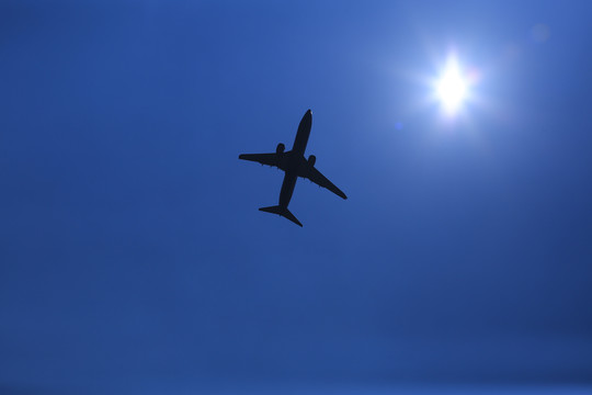 仰拍天空飞机