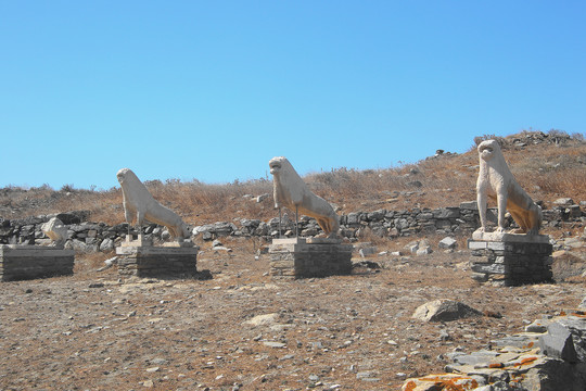 提洛岛大理石狮子古迹古希腊