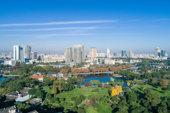 宁波月湖鸟瞰图