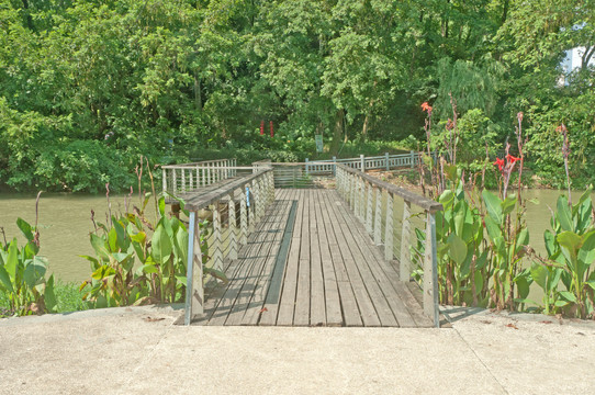 公园木道木桥