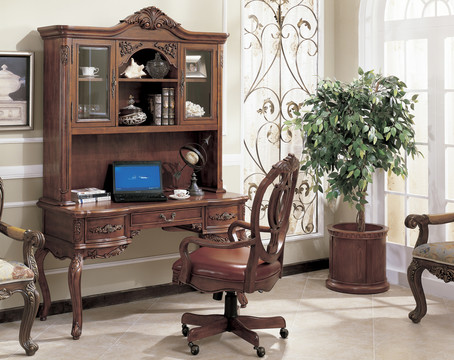 美式实木书桌书椅休闲椅家具