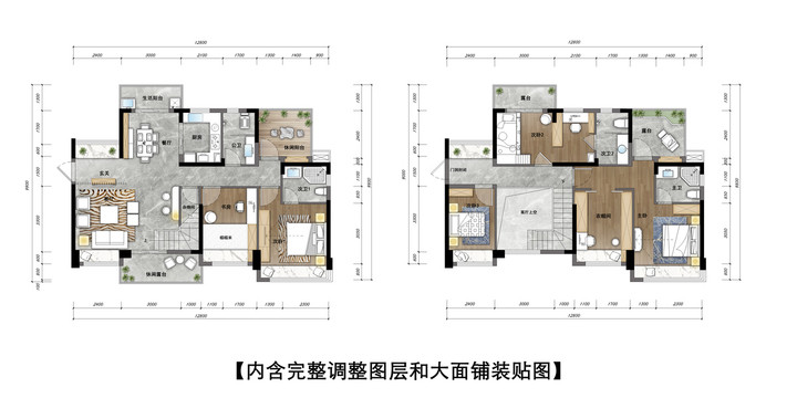 彩色平面户型图