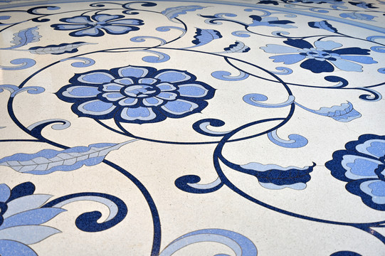 青花瓷图案装饰地面