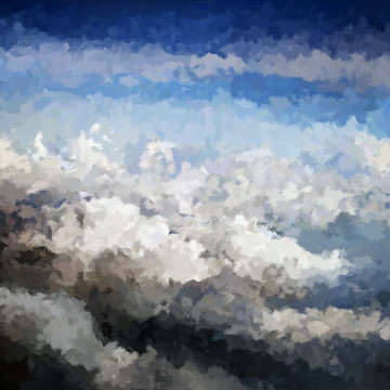 唯美天空云海云彩油画素材