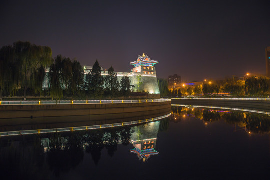 角楼护城河夜景