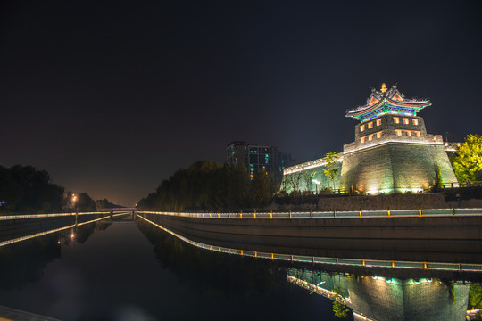 角楼护城河夜景