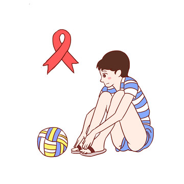世界艾滋病日手绘卡通元素