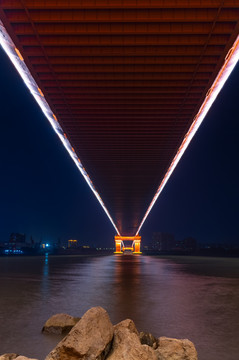 武汉鹦鹉洲长江大桥夜景风光