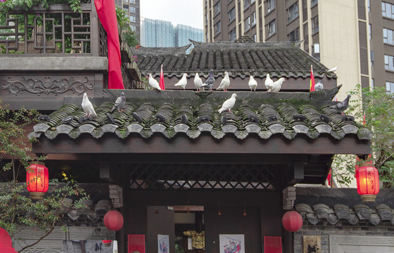重庆弹子石老街古建筑屋檐