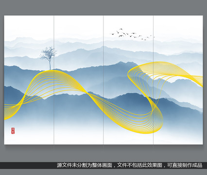 新中式金线山水画