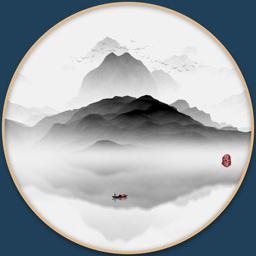 水墨山水装饰画意境抽象画