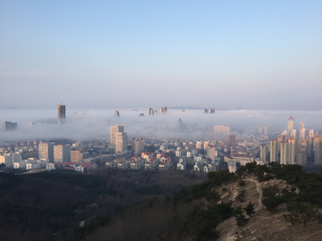 青岛城市平流雾景观