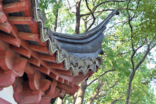 中式园林古建筑特写