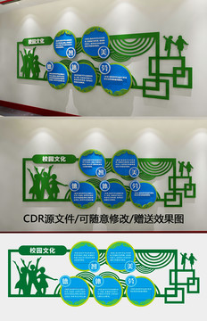 校园德智体美劳学生品德文化墙