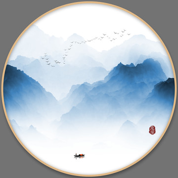抽象意境水墨画山水画