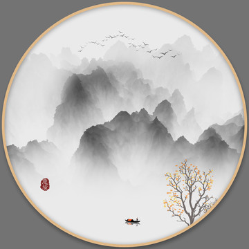 新中式意境水墨山水画